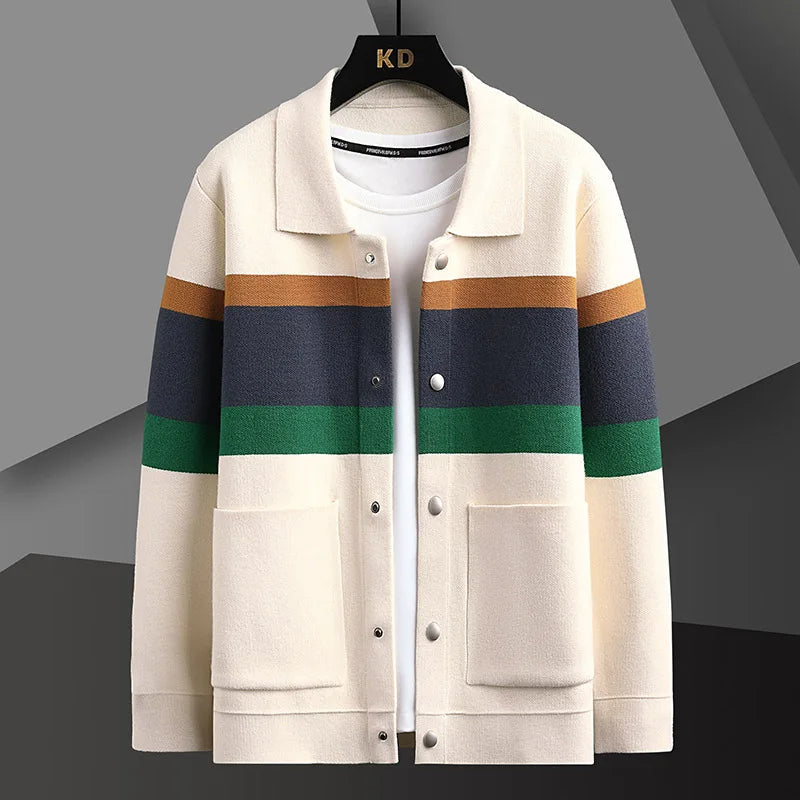 Jonah - Striped Varsity Knit Jacket Straight Cut