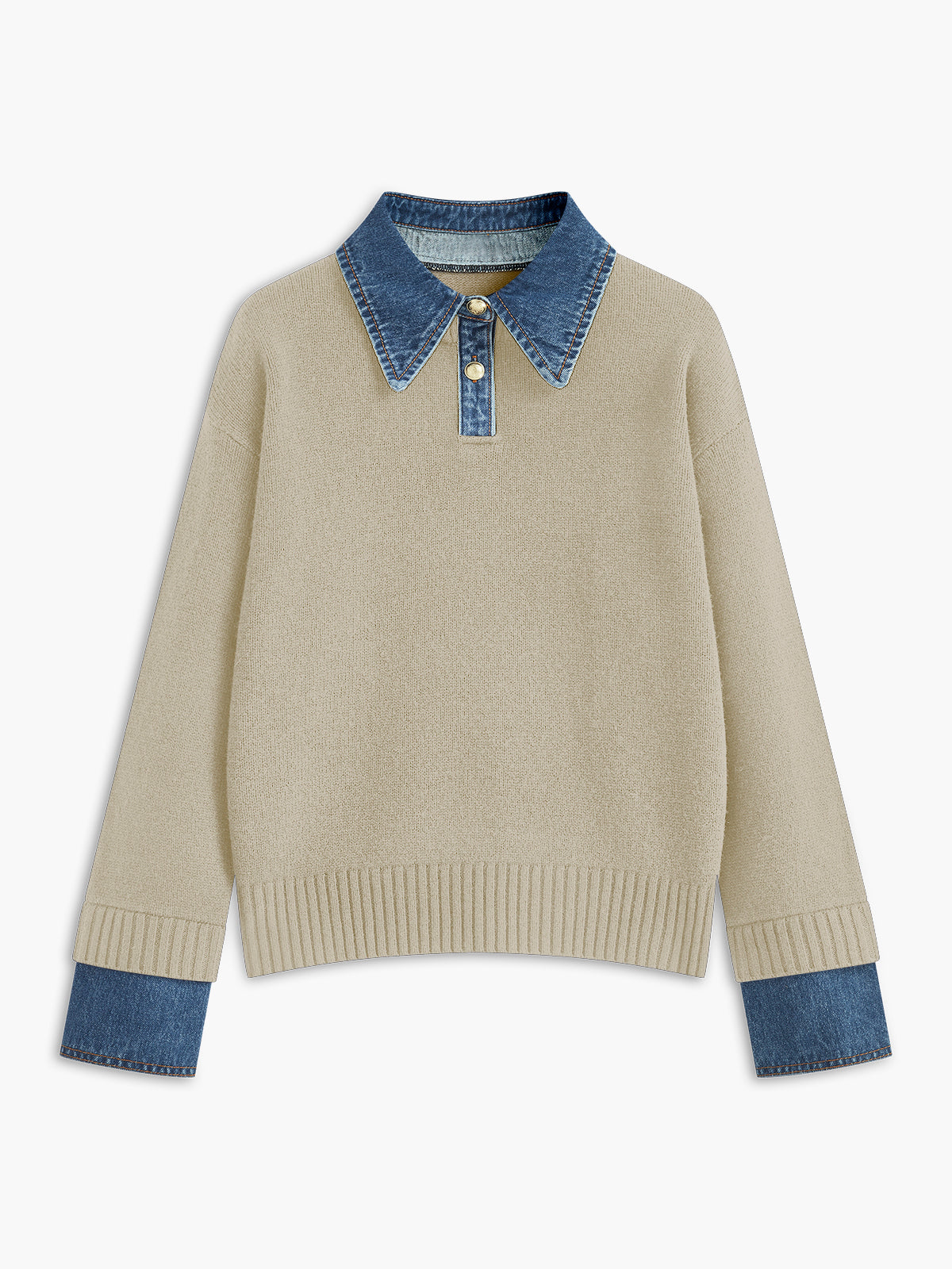 Thea - Panel Lapel Sweater Long Sleeve Regular Fit