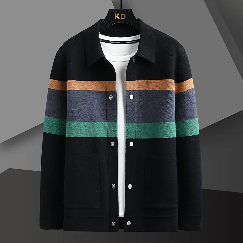 Jonah - Striped Varsity Knit Jacket Straight Cut