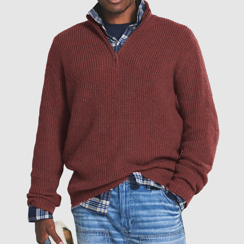 Alexander - Half Zip Jumper Ribbed Texture Long Sleeve