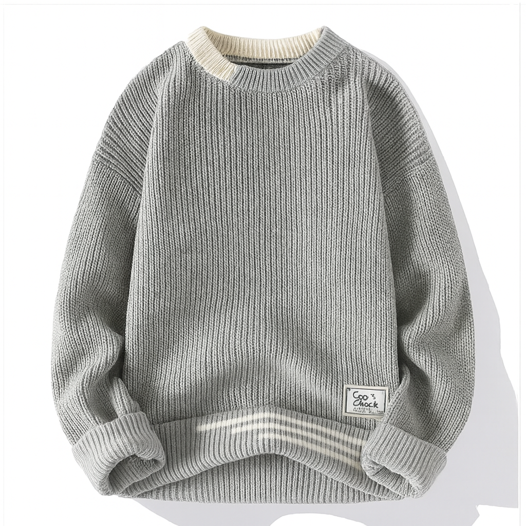 Roman - Knitted Sweater Color-Block Crew Neck