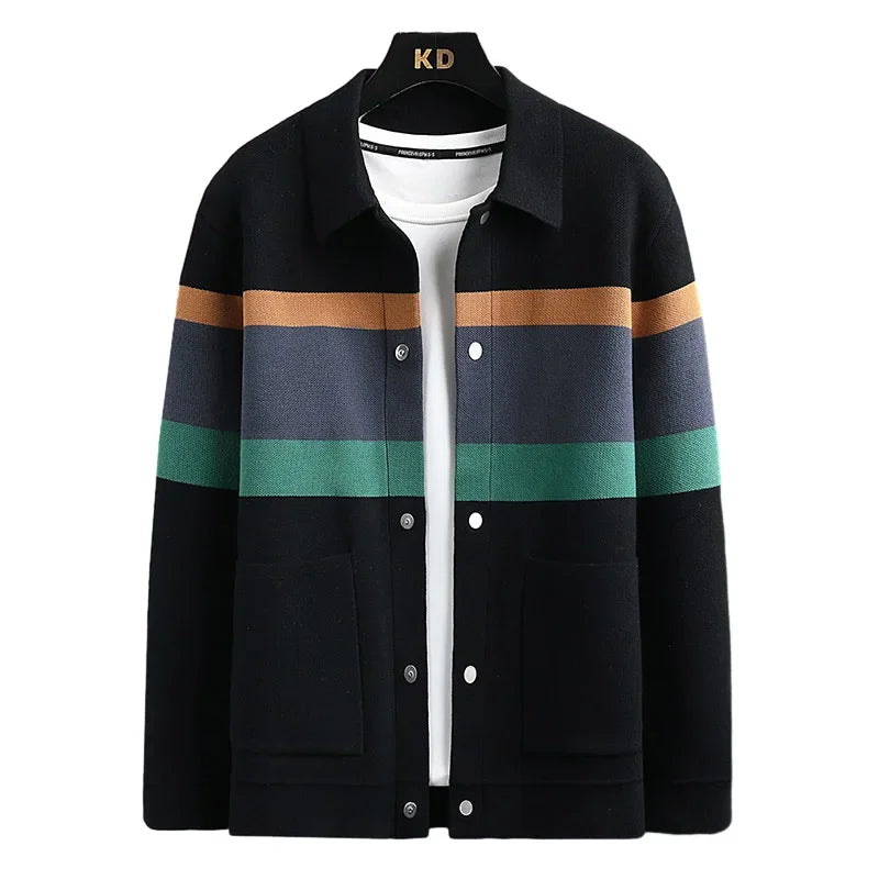 Jonah - Striped Varsity Knit Jacket Straight Cut