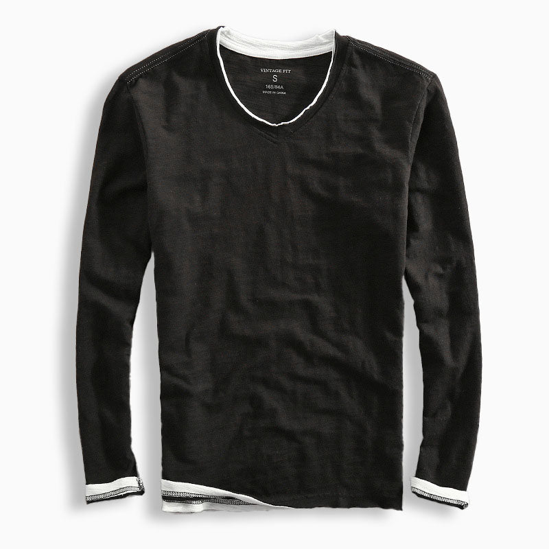 Parker - Long Sleeve Shirt V-Neck Layered Hem