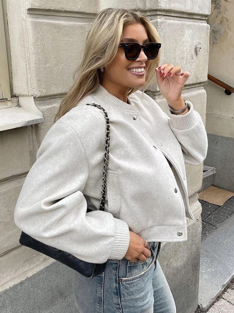 Ramona - Cropped Bomber Jacket Long Sleeve