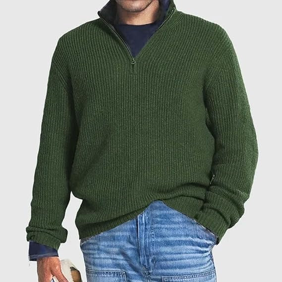 Alexander - Half Zip Jumper Ribbed Texture Long Sleeve