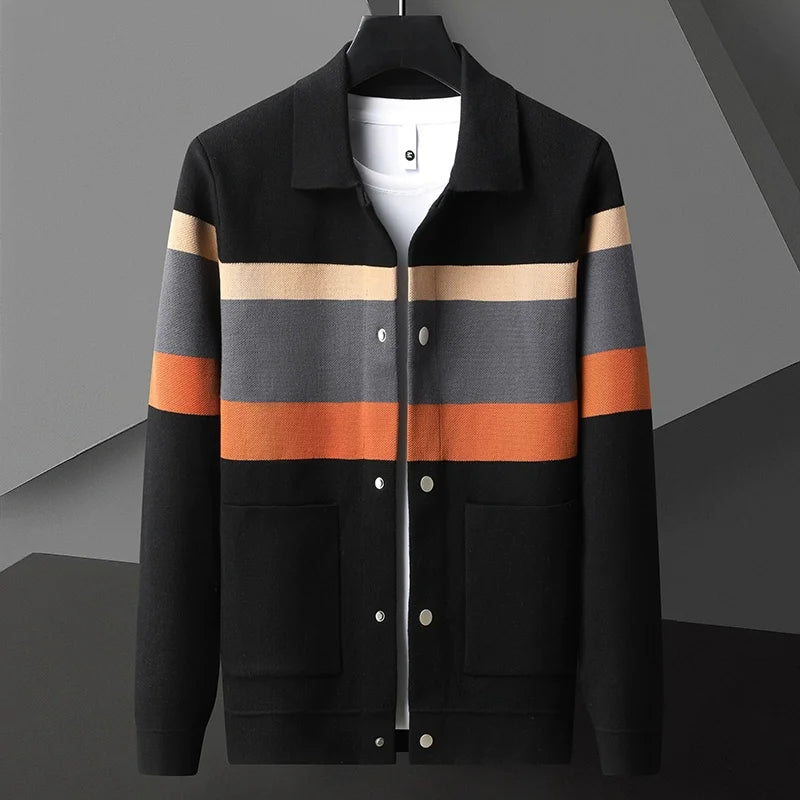 Jonah - Striped Varsity Knit Jacket Straight Cut
