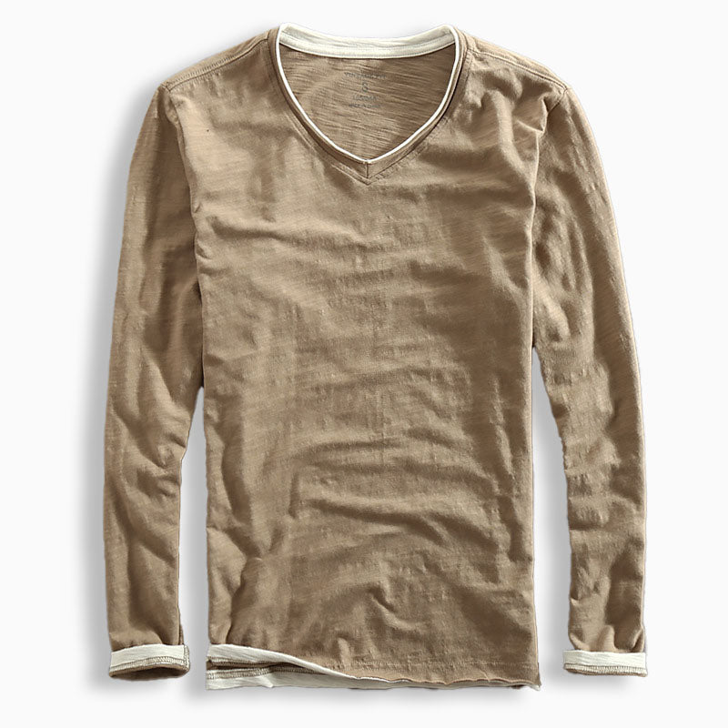Parker - Long Sleeve Shirt V-Neck Layered Hem