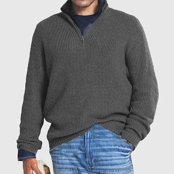 Alexander - Half Zip Jumper Ribbed Texture Long Sleeve