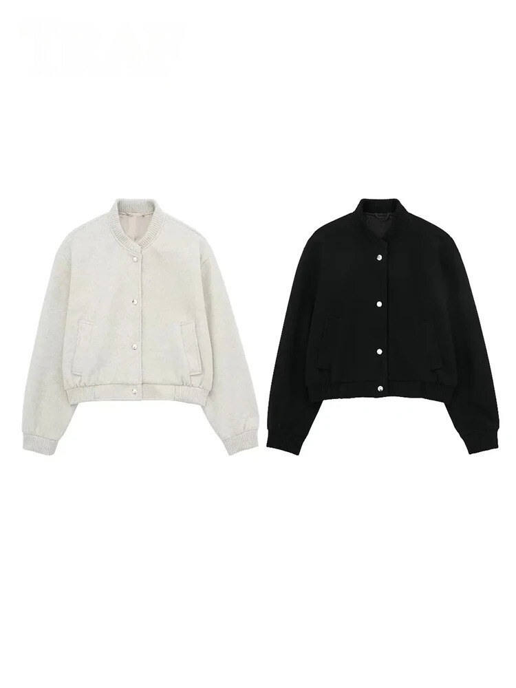 Ramona - Cropped Bomber Jacket Long Sleeve