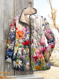 Lorelei - Floral Print Quilted Jacket Straight Cut