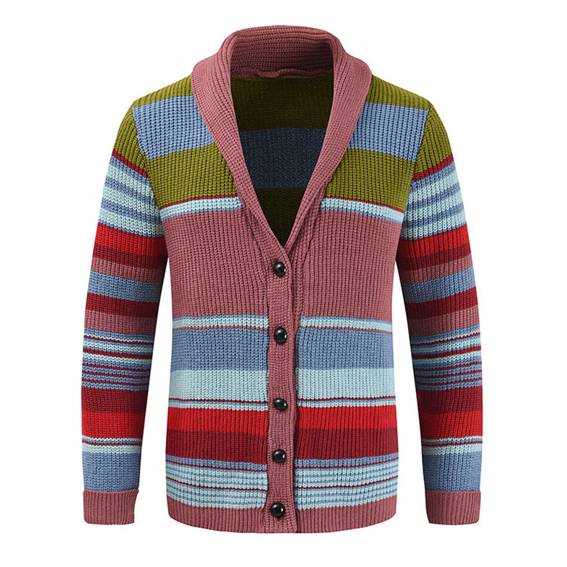 Sterling - Colorblock Lapel Sweater Jacket Regular Fit