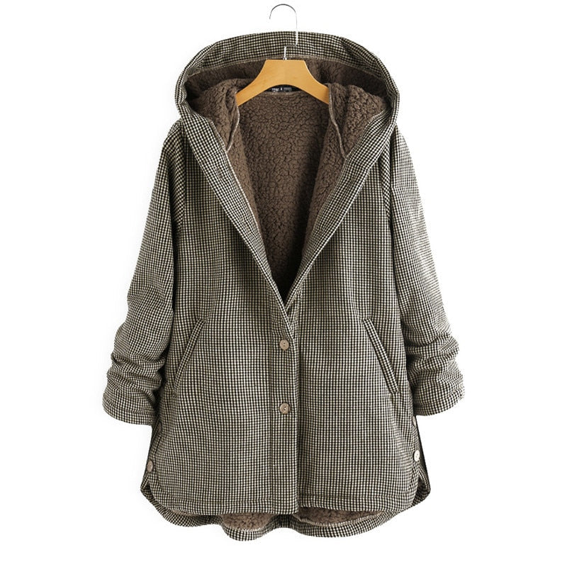 Rowan - Elegant Hooded Jacket Straight Cut