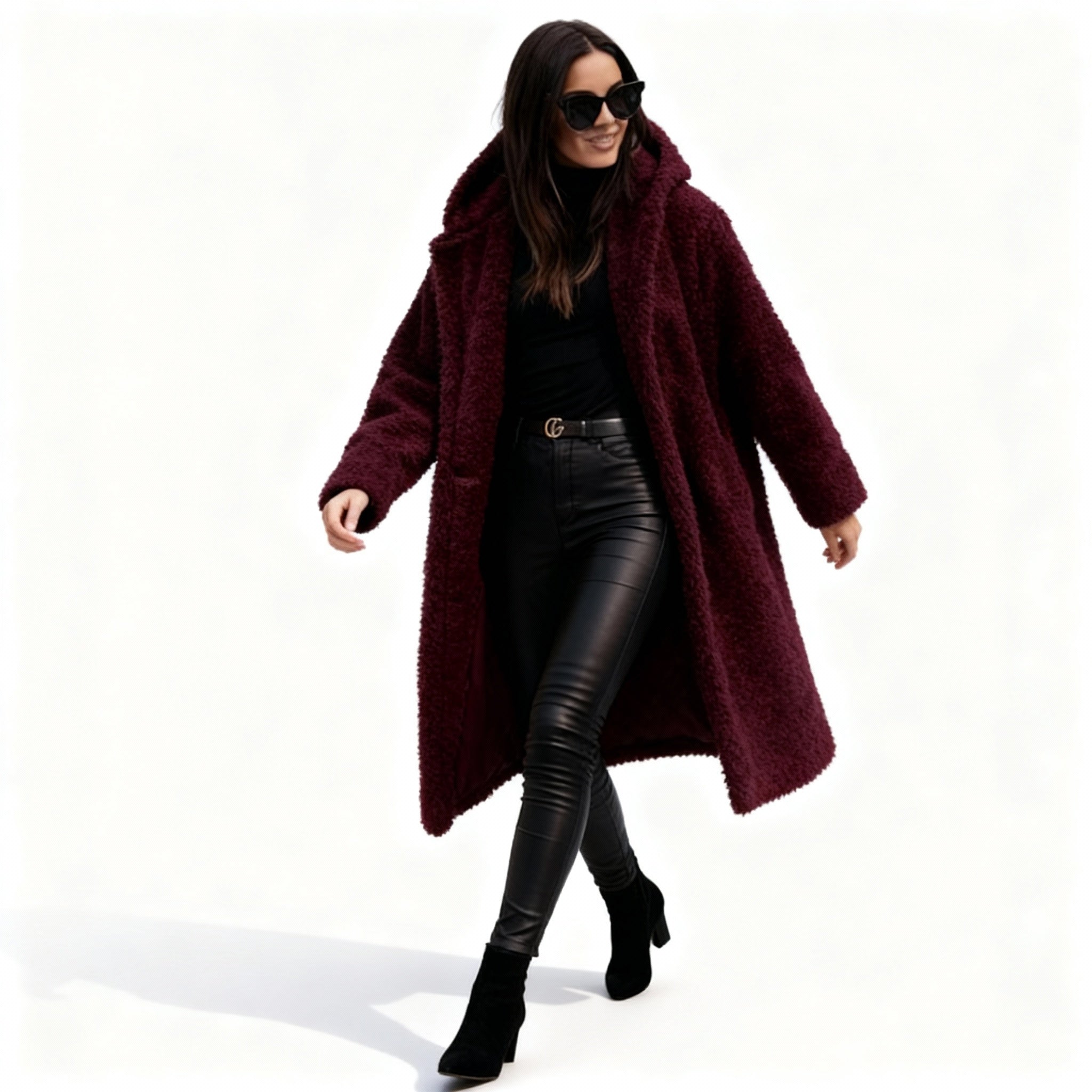 Bruna - Chic Long Plush Fleece Coat Minimal Style