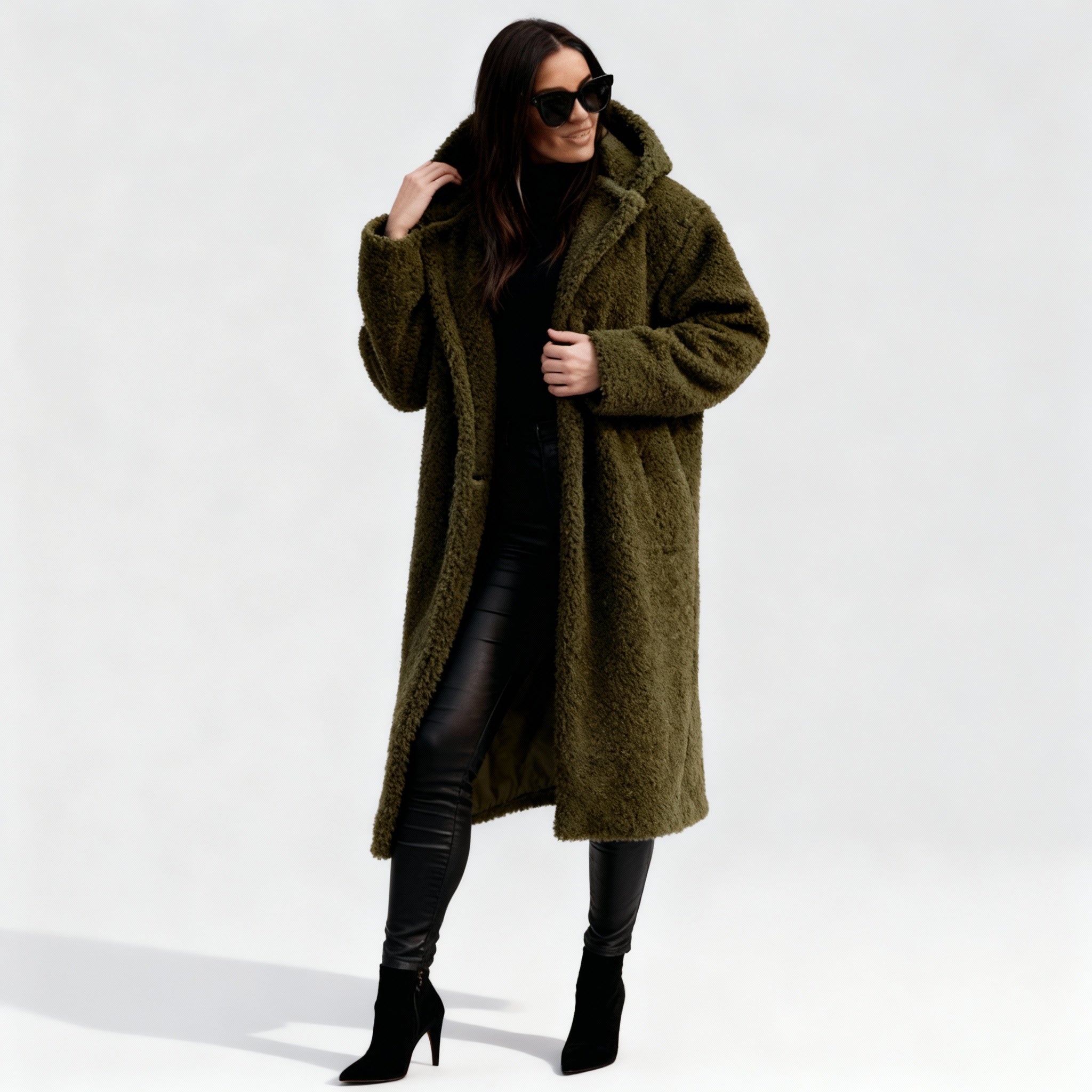 Bruna - Chic Long Plush Fleece Coat Minimal Style
