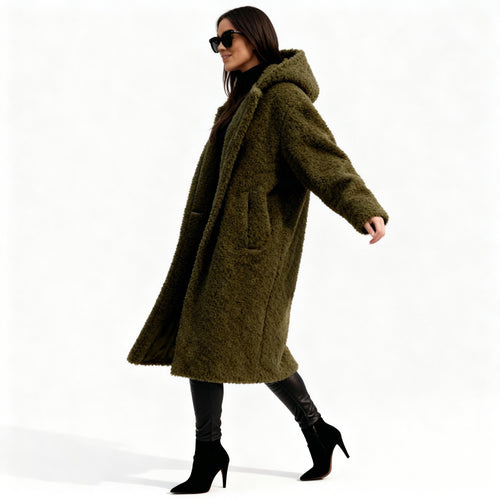 Bruna - Chic Long Plush Fleece Coat Minimal Style
