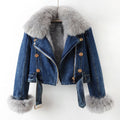 Stella - Cropped Denim Coat with Removable Collar