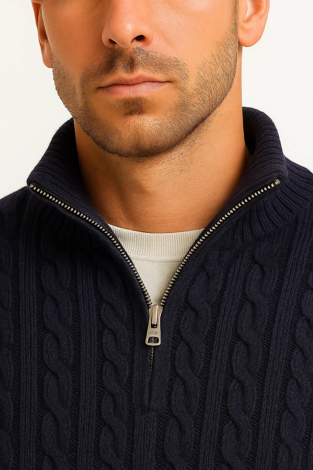 Frederik - Cable-Knit Quarter-Zip Sweater Regular Fit