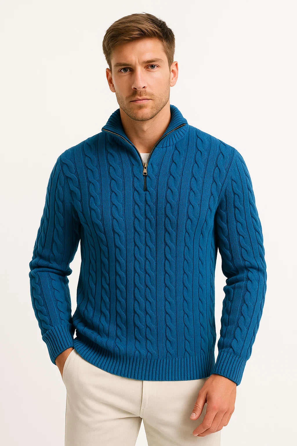 Frederik - Cable-Knit Quarter-Zip Sweater Regular Fit