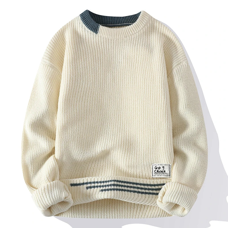 Roman - Knitted Sweater Color-Block Crew Neck