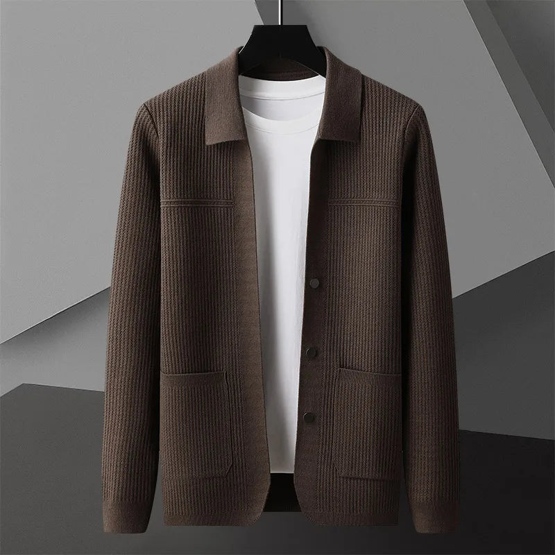 Nash - Ribbed Cardigan with Sharp Collar