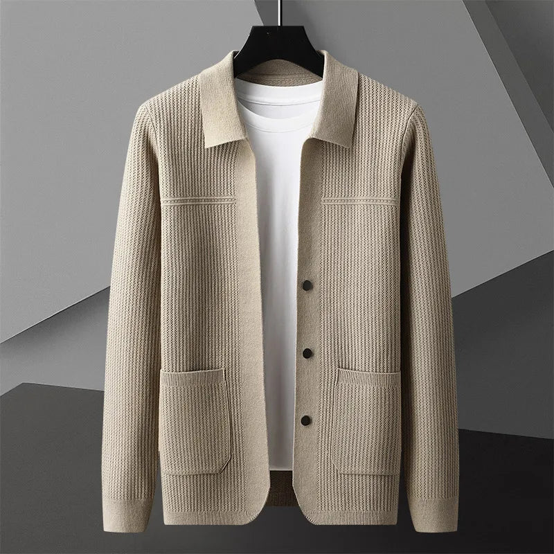 Nash - Ribbed Cardigan with Sharp Collar
