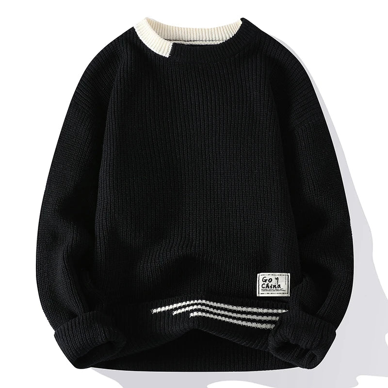 Roman - Knitted Sweater Color-Block Crew Neck