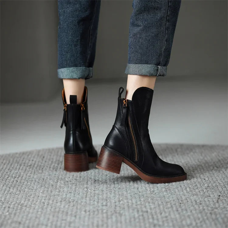 Nora - Modern Ankle Boots with Zippers