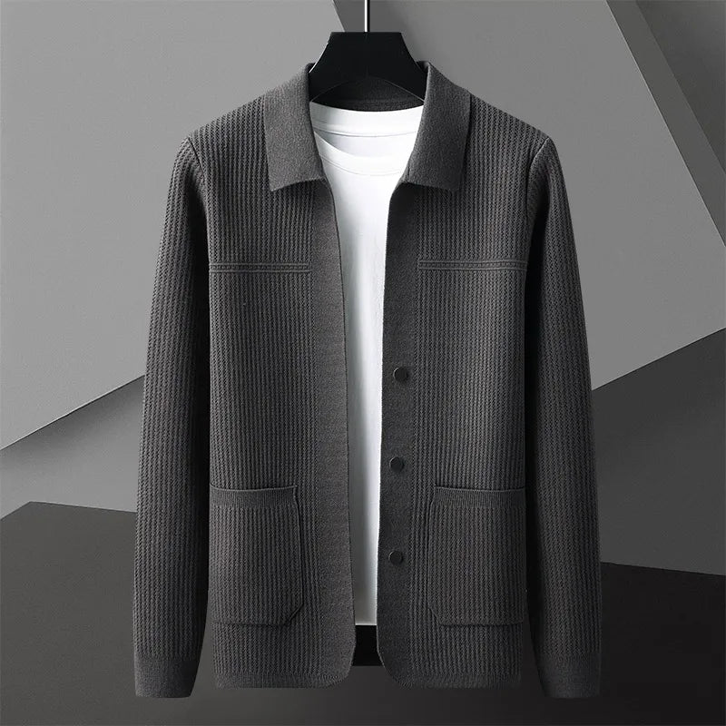 Nash - Ribbed Cardigan with Sharp Collar