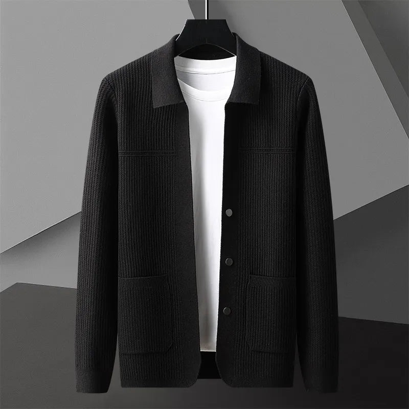 Nash - Ribbed Cardigan with Sharp Collar
