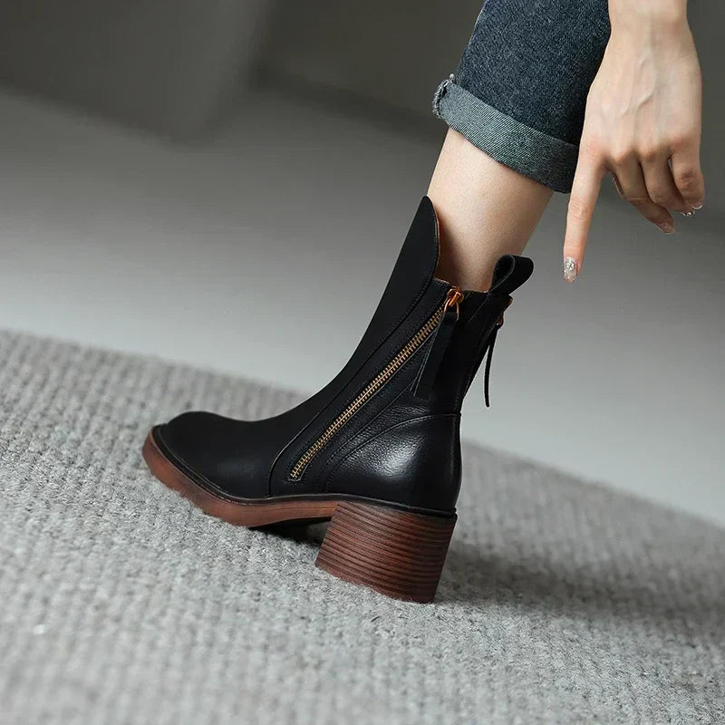 Nora - Modern Ankle Boots with Zippers