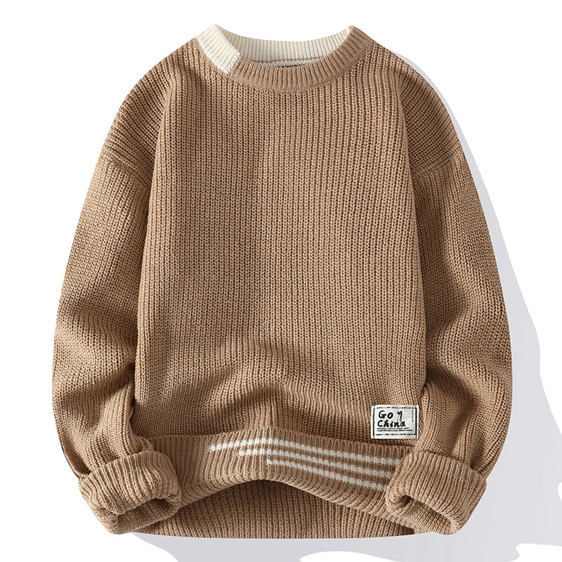 Roman - Knitted Sweater Color-Block Crew Neck