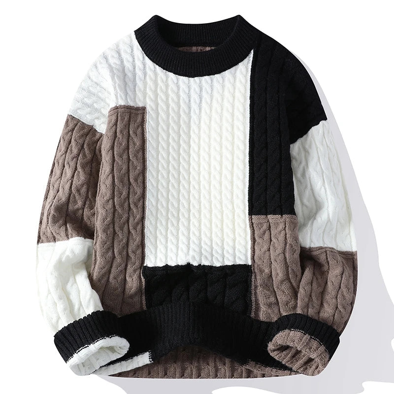 Harrison - Cable Knit Sweater Relaxed Fit Color-Blocked