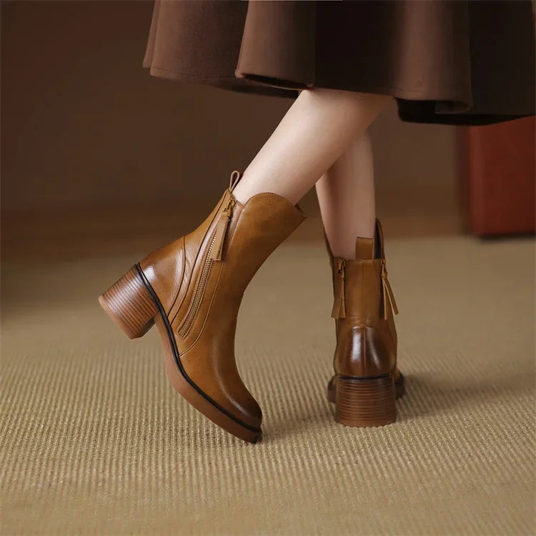 Nora - Modern Ankle Boots with Zippers