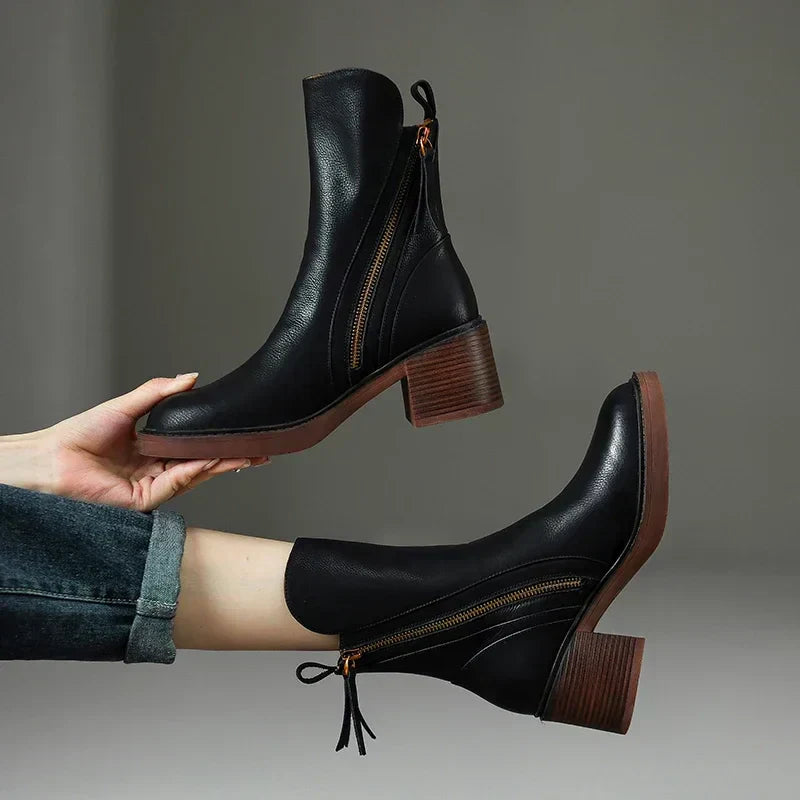 Nora - Modern Ankle Boots with Zippers