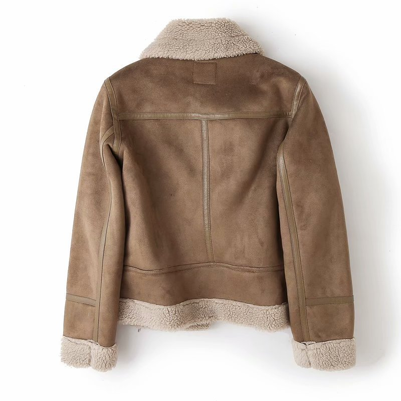 Corinne - Cropped Moto Jacket Zippered Closure