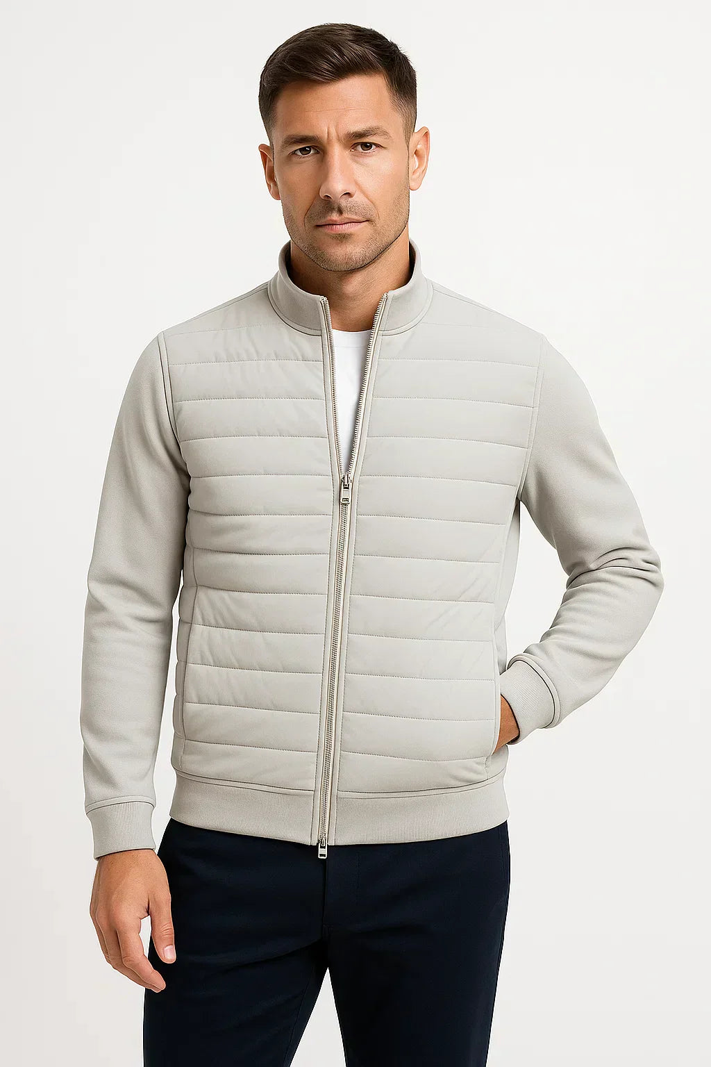 Matthew - Quilted Jacket with Knitted Sleeves