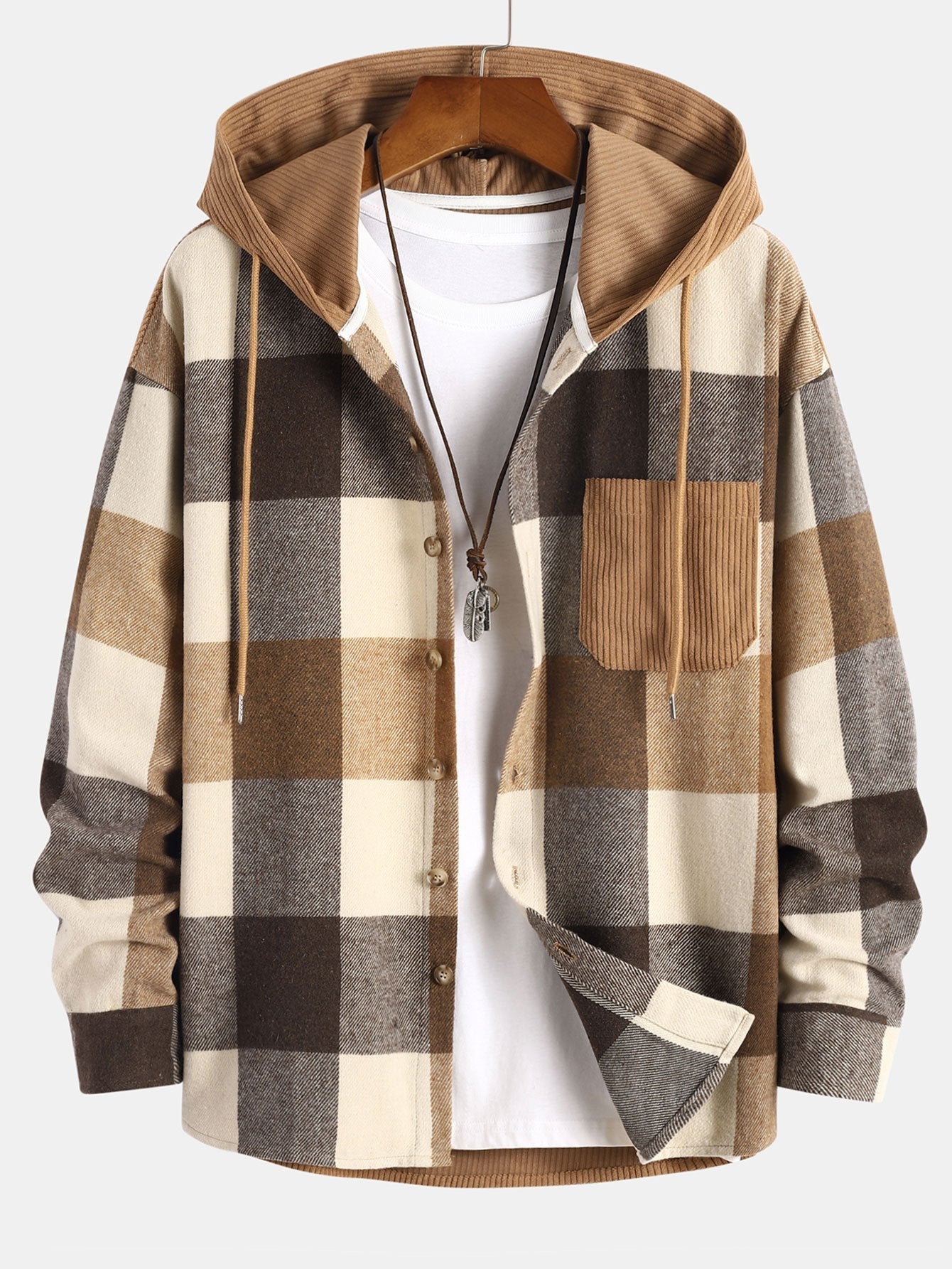 Isaac - Hooded Shirt Relaxed Fit Patchwork