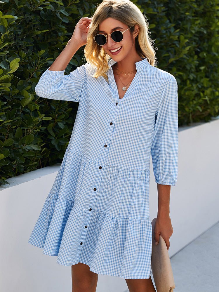 Serina – Gingham Button-Front Summer Dress