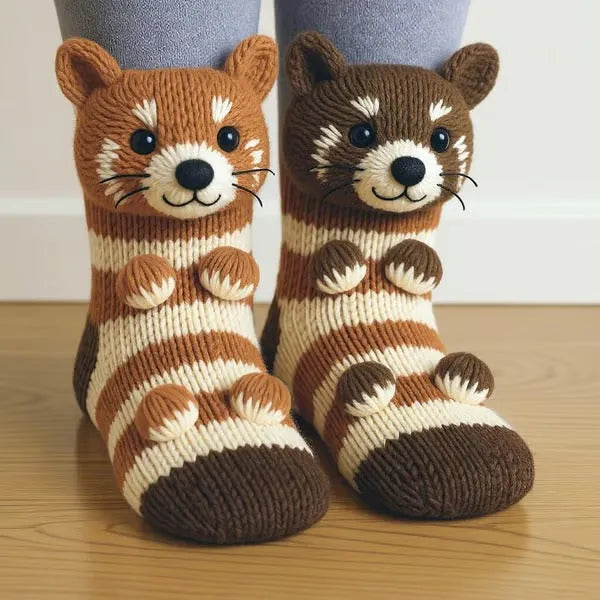 Evelyn - Plush 3D Animal Socks Ankle Length